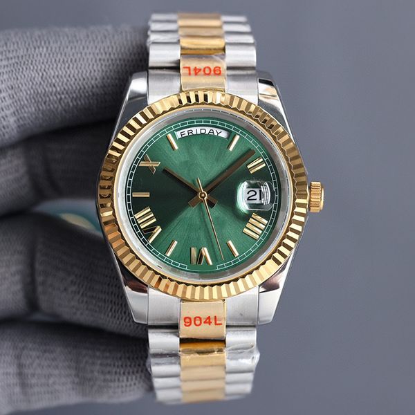 

week mens watch blue ceramic 40mm dial automatic 904l stainless steel automatic calendar sapphire mirror classic luminous waterproof with bo, Slivery;brown