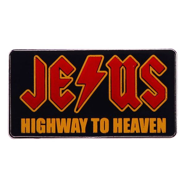 

jesus highway to heaven enamel pin brooch funny badges cute accessory, Blue