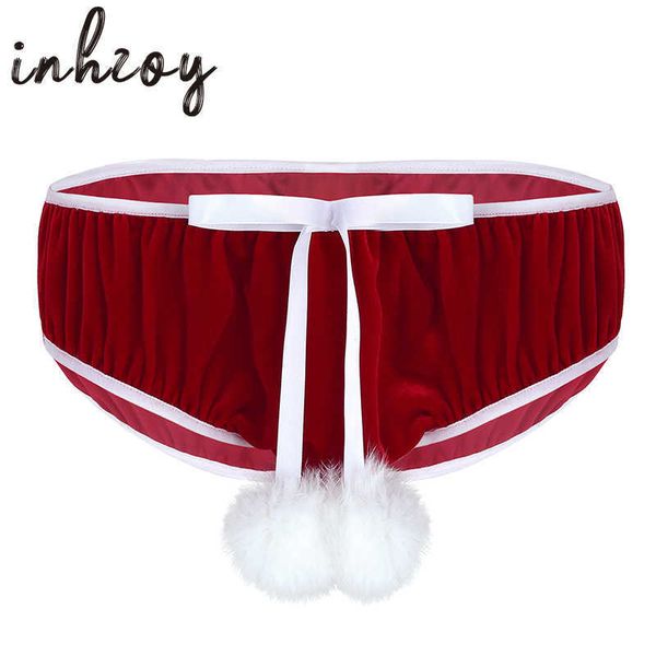 

men's sleepwear christmas underwear for men red underpants holiday fancy cosplay party festival rave briefs male gay lingerie sissy pan, Black;brown