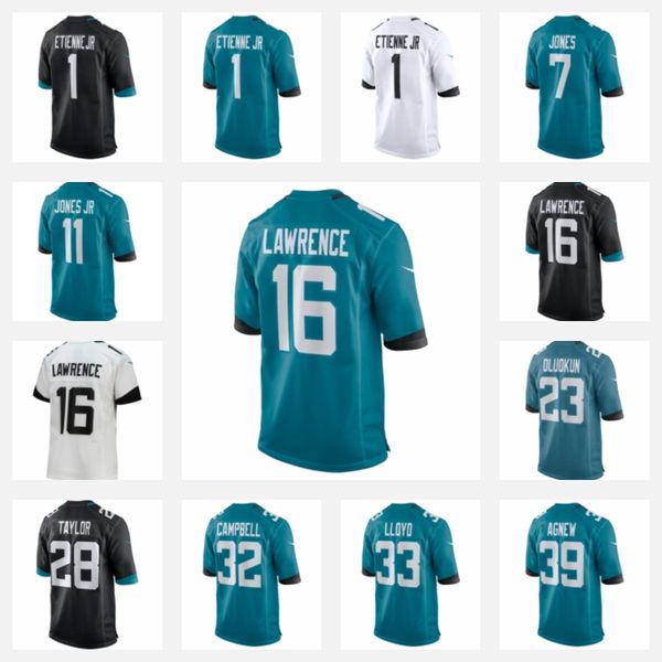 

trevor lawrence 16 football jersey travis etienne jr. 1 travon walker devin lloyd josh allen christian kirk andre cisco zay jones home away, Black