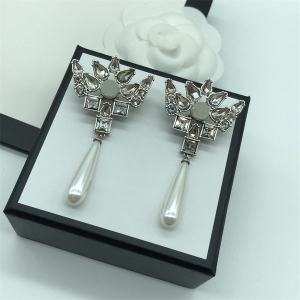 

designer ear studs brooch brands fashion luxury casual ear ring classic letters golden silver pearl diamond jewelry 8 styles