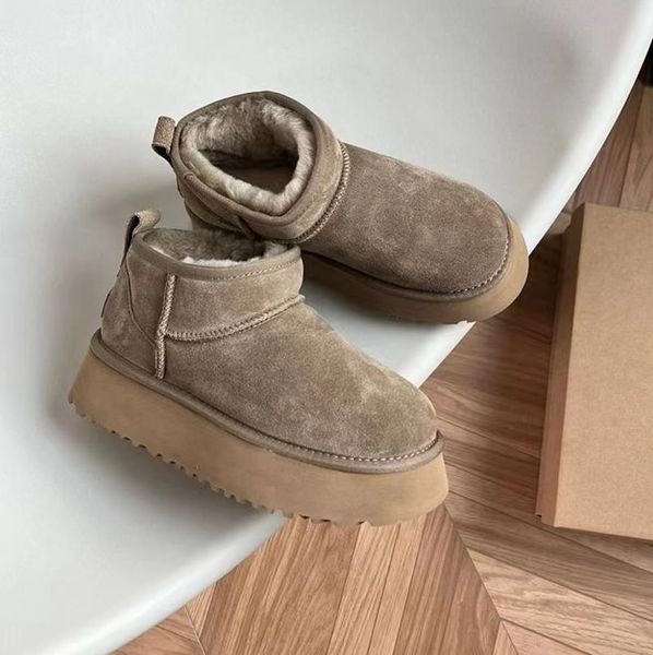 

brand new aus u5854 snow boots boot thickened bottom suede shoes classical short miniwomen keep warm man womens plush casual chestnut grey, Black
