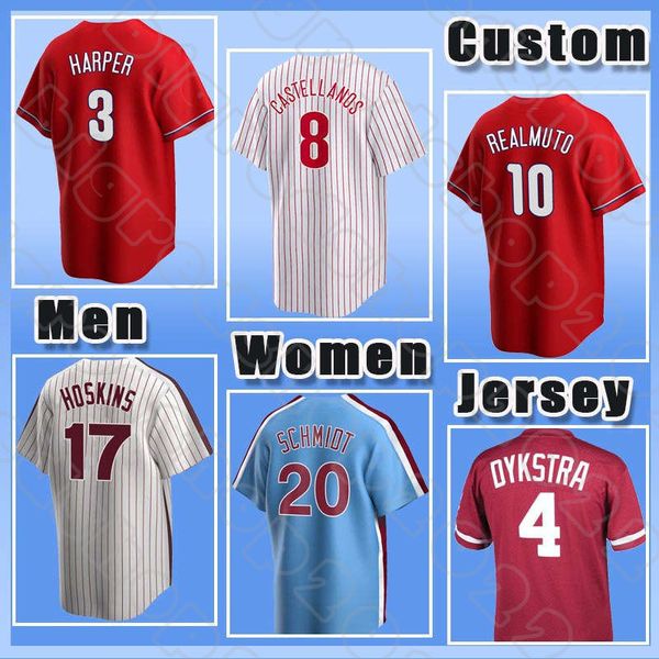 

10 jt realmuto baseball 3 harper jerseys rhys hoskins mike schmidt bryce 27 aaron nola phillies kyle schwarber philadelphia nick castellanos, Blue;black