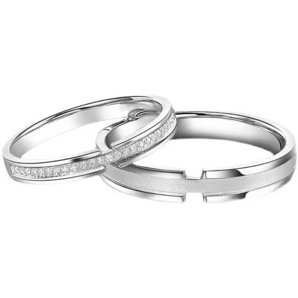 

new couple ring special-interest design light luxury men's and women's couple rings starry valentine's day gift, Silver