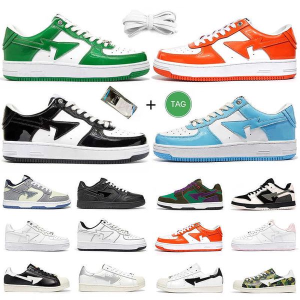 

casual shoes mens trainer sports sneakers platform shoe fashion sk8 black white green red orange camouflage 2022 bapestas baped men women