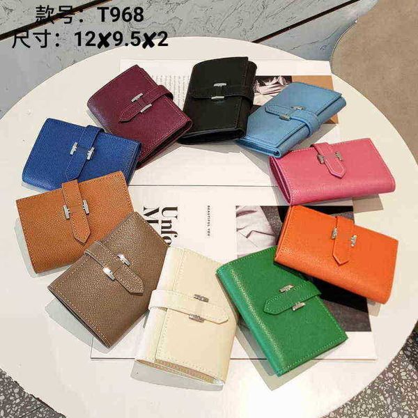 

h ermes h ermes handbags women's short palm print layer cowhide three fold wallet multi card position i-button leather fwjv