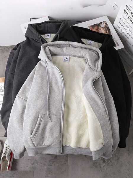 

women's jackets women winter hoodies coat plush jackets solid color velvet thick warm coat zipper sweatshirt winter plus size outwear, Black;brown