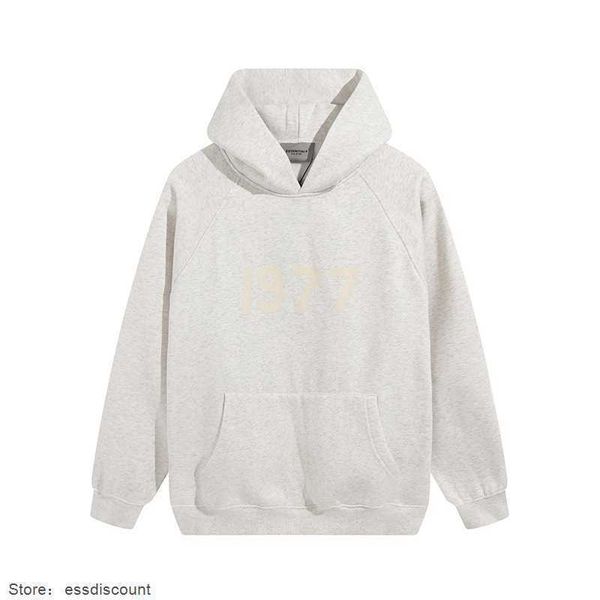 

ess hoodies fashion front 1977 men's and women's hoodies essential minimalist flocked numbers retro style plush loose sweatshirt c, Black;brown