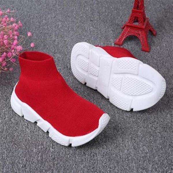 

new designer speed trainer boots socks stretch-knit trainer shoes black white sneaker couples kids shoe casual euro 26-35242m, Black;red