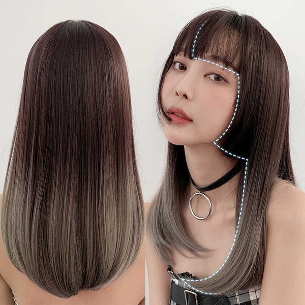 

hair lace wigs girl hairstyle chemical fiber wig high temperature silk fashion headgear, Black