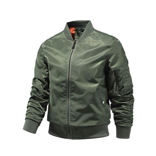

autumn&spring 2021 new men's jackets solid color pilot jacket for man windproof men polyester bomber o-neck brand male clothi237w, Black;brown