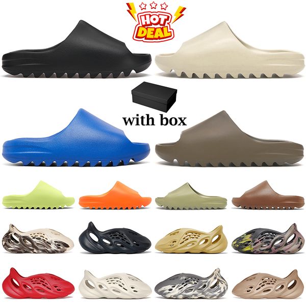 

men women sandals designer slides foam runner azure bone desert sand onyx mx carbon mineral blue sulfur ararat mens fashion slippers outdoor, Black