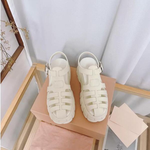 

high platform sandals chunky sole shoes beach sandal factory footwear buckled adjustable side ankle straps rubber lug luxury designers caged, Black