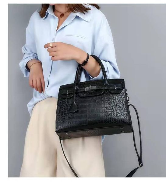

hbp luxury leather totes crocodile pattern lady handbags large capacity shopping bag fashion designer shoulder bag bottom anti wear rivets h