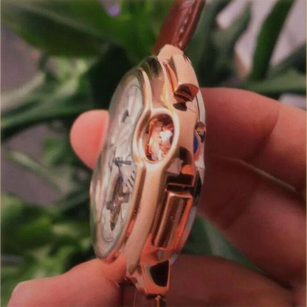 

all sub-dials work men movement watch moon phase daydate mechanical automatic watch for mens gift rejole2567, Slivery;brown