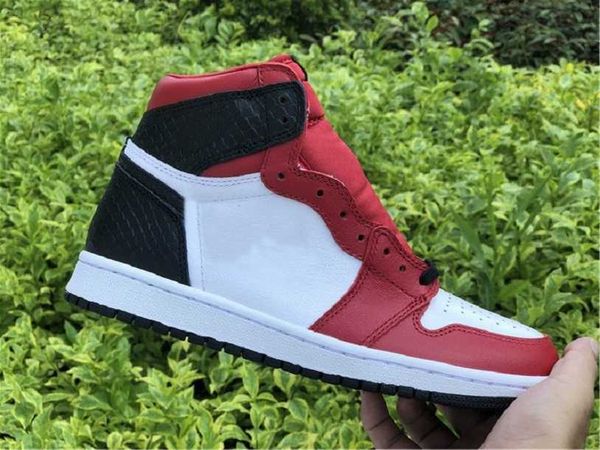 

designer shoes 1 high og satin snake basketball womens wmns 1s gym red white-black running sports trainers sneakers