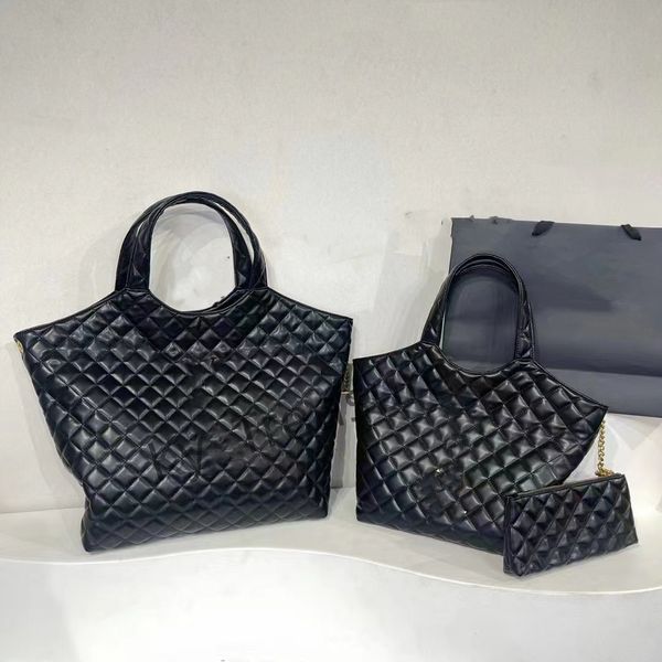 

2022 diamond pattern tote bag luxury designer handbag metal letter large small