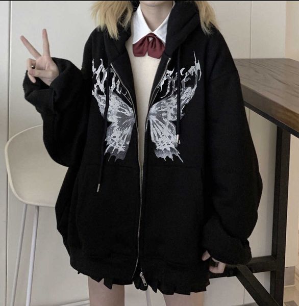 

women's jackets men's sweater hoodie factory spot zipper cardigan sweater autumn and winter europe and america butterfly print str, Black;brown