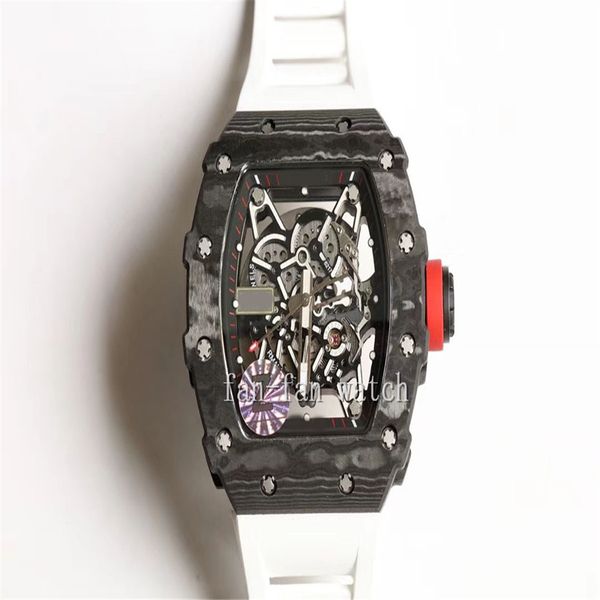 

quality watches 44mm 42mm rm11 rm35 rm52 skeleton ntpt carbon fiber sapphire glass transparent mechanical automatic mens men's watch wr, Slivery;brown