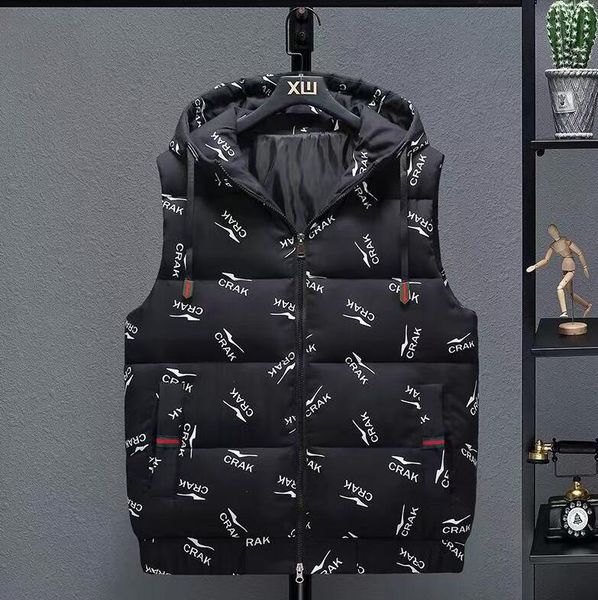 

men vest spring autumn surface shiny waistcoat candy green orange black hooded vest for sleeveless jacket zipper plus size 4xl, Black;white