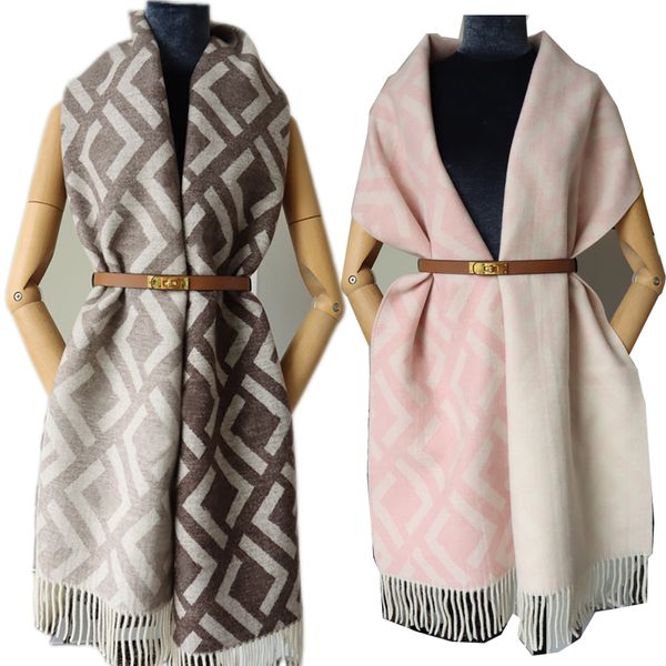

2022 autumn winter fashion letter f cashmere scarf shawl for men women in europe and america lengthened 90 scarf neck thickened ash coffee, Blue;gray