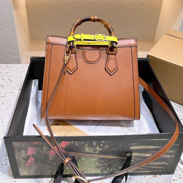 

large bamboo bag cross body genuine leather brown retro tote new women handbag 27cm shoulder bags designer bag