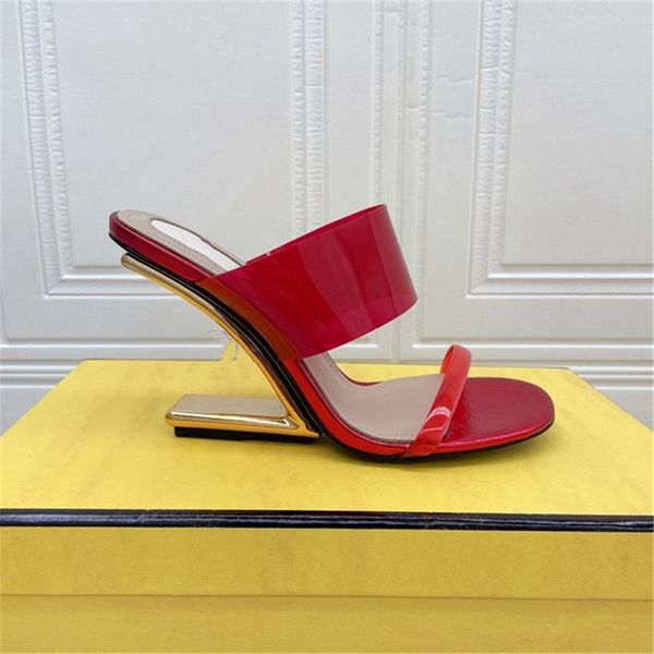 

fashion sandals luxury design women fendyity high heel leather letter logo wedding party casual slippers 011, Black