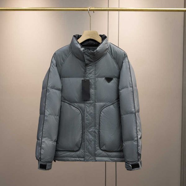 

pa designer down jacket mens zipper cardigan fashion stitching triangle stand collar coat men women warm waterproof jackets vv, Black