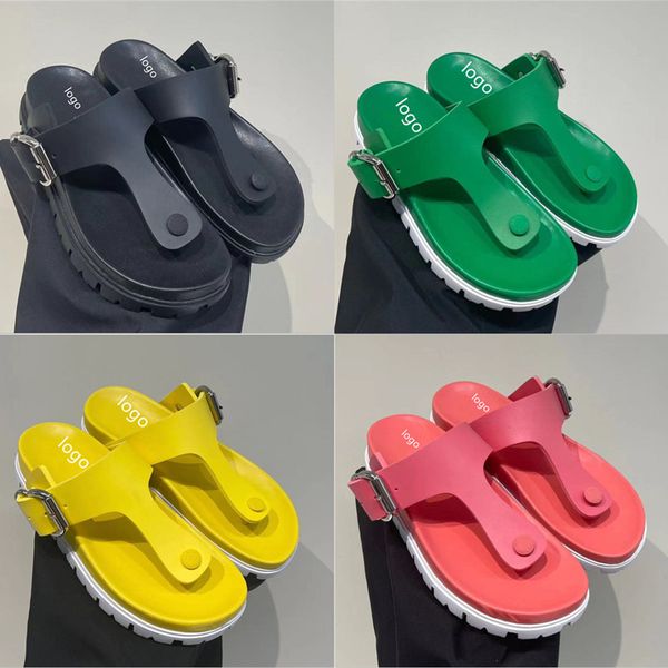 

sandals luxury design women's solid low heel sandals flat slippers jelly transparent fashion women foam rubber leather summer, Black