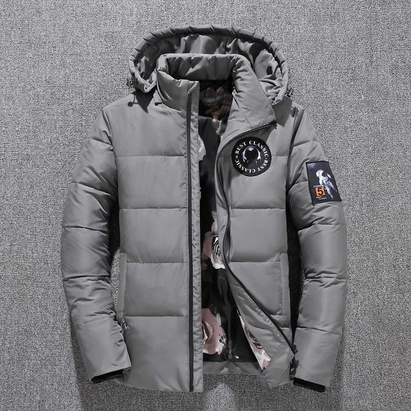 

men's down jacket short winter thickened hooded space crowd, Black