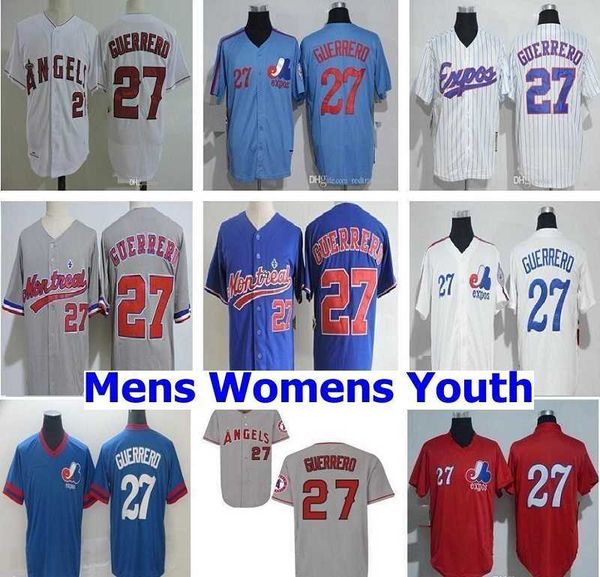 

2018 baseball hall of fame montreal expos #27 vladimir guerrero jersey mens women youth 1982 vintage mesh bp 2004 retro kids shirts, Blue;black