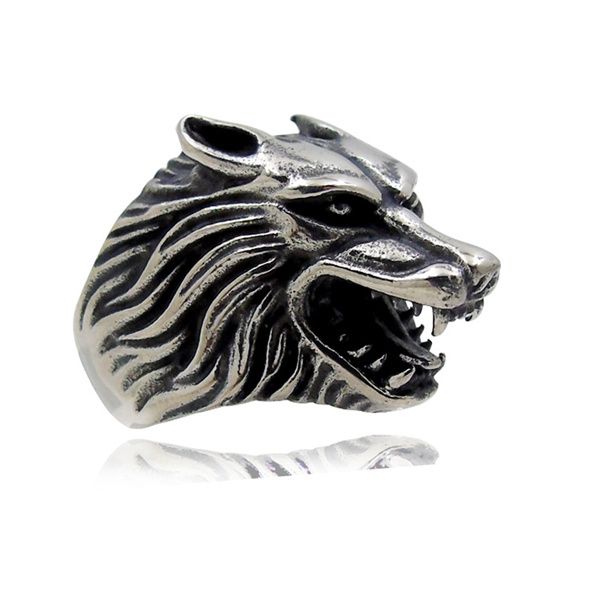 

europe and america vintage wolf head band rings style ring ae446, Silver