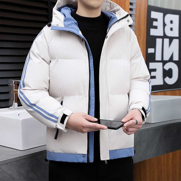 

winter new men's hooded casual thickened young and middle-aged warm cotton jacket coat, Black