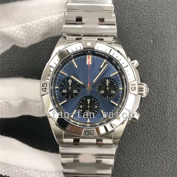 

gf maker super quality watch 42mm chronomat 42 b01 green dial 904l steel chronograph eta 7750 movement mechanical automatic mens watches men, Slivery;brown