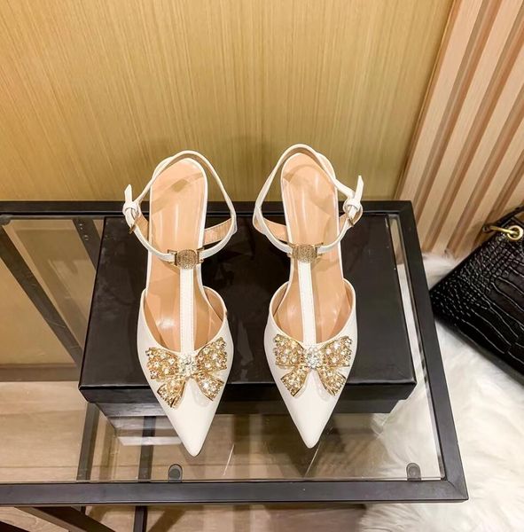 

fashion women summer sandal designer leather crystal bowknot sandal wedding party low-heeled sandals classics designers shoes classic slippe, Black