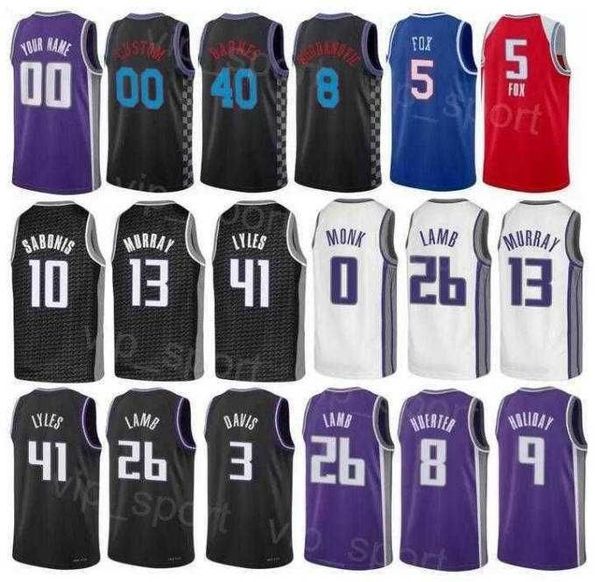 

college wear sacramento''kings''custom mens womens youth 9 kevin huerter 22 richaun holmes 0 malik monk 3 terence davis, Black
