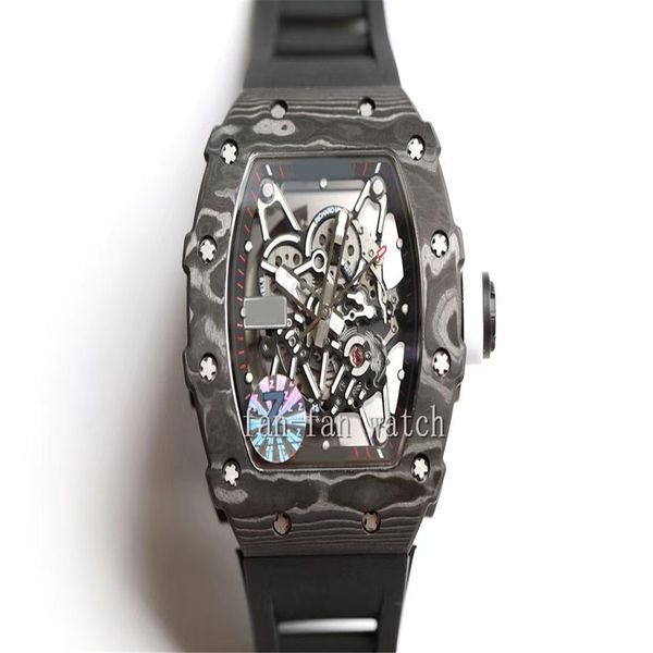 

quality watches 44mm 42mm rm11 rm35 rm52 skeleton ntpt carbon fiber sapphire glass transparent mechanical automatic mens men's watch wr, Slivery;brown
