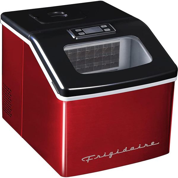 

frigidaire efic452ssred xl maker makes 40 lbsof clear square ice cubes a day stainless red steel295i