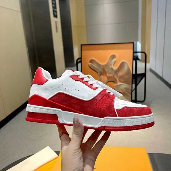 

brand casual shoes vintage thick-soled men's leather lace-up fashion 3d printed sports coach white shoes, Black