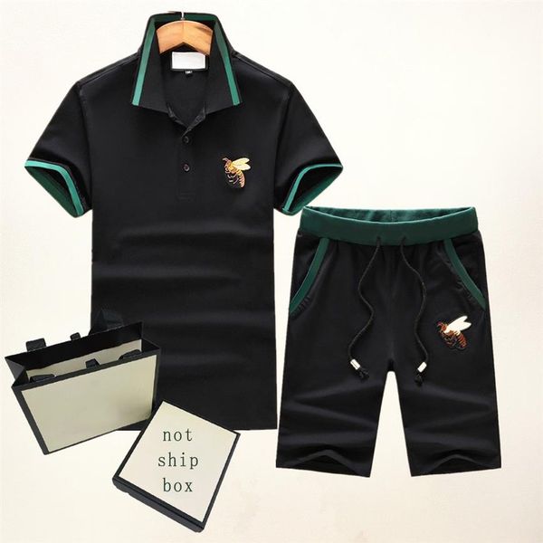 

men tracksuits fashion short sleeve men's casual suits embroidery bee pattern mens tees & shorts asian size -3xl lapel 224s, Gray