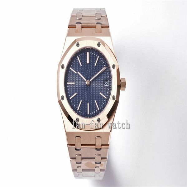 

quality men wristwatches 39mm 15202 blue dial luminescent stainless steel vk quartz movement transparent mechanical mens watch watches-1, Slivery;brown