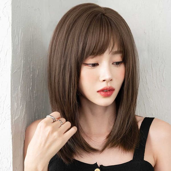 

hair lace wigs wig female long ide buckle simulation round face shoulder gth net red clavicle hair age reduction natural head cover, Black