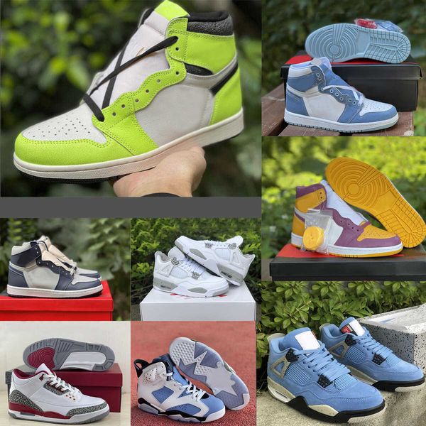 

brand shoes high volt outdoors sports basketball sneakers 1s denim unc 4s white oreo brotherhood '85, White;red