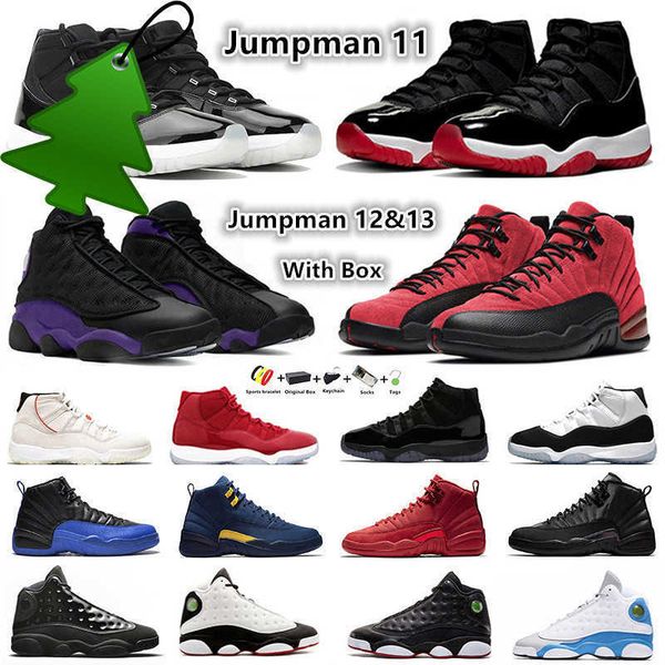 

basketball shoes pure violet bred concord cap gown space jam taxi royalty retro houndstooth with box jumpman 11 12 13 mens 11s 12s 13s, Black