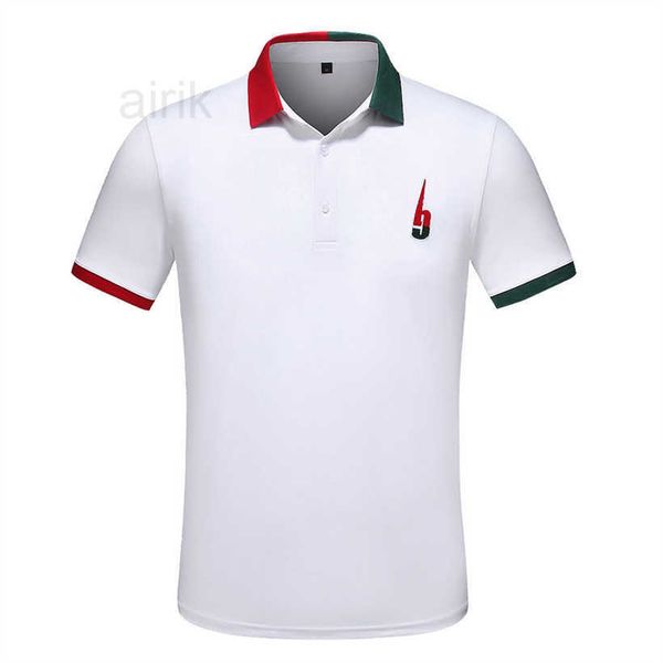

luxury men's polo shirt t-shirt with embroidered printed cotton short sleeve front custom button casual fashion size m-3xl 670, White;black