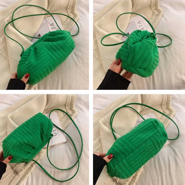 

new brand bag green towel fabric women single-shoulder bags fashion plaeted cloud ladies casual handbag female messenge 221106