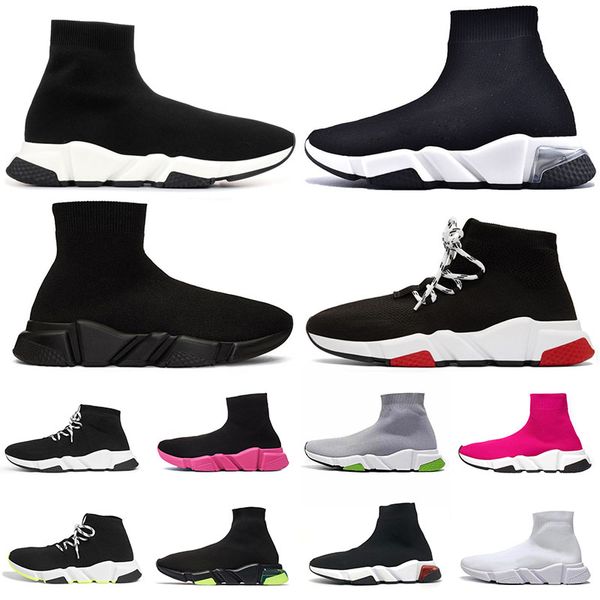 

designer sock shoes speed trainer mens platform lace-up outdoor sneaker trainers triple black white beige pink clear sole men women