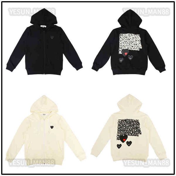 

designer luxury cdgs classic hoodie autumn and winter fashion play love printing christmas mens and womens couples hooded sweater coat, Black