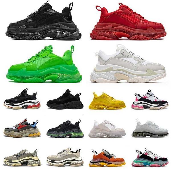 

designers mens triple s fashion casual shoes paris thick bottom red black green pink grey outdoor walking womens platform sneakers