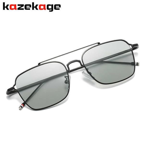 

2022 new polarized sunglasses metal frame men's sunglasses driving color change glasses male fashion, White;black
